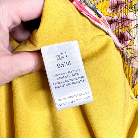 Anthropologie Dolan Left Coast Ellory Silk Dress Floral Yellow Ruffle XS - Picture 13 of 15
